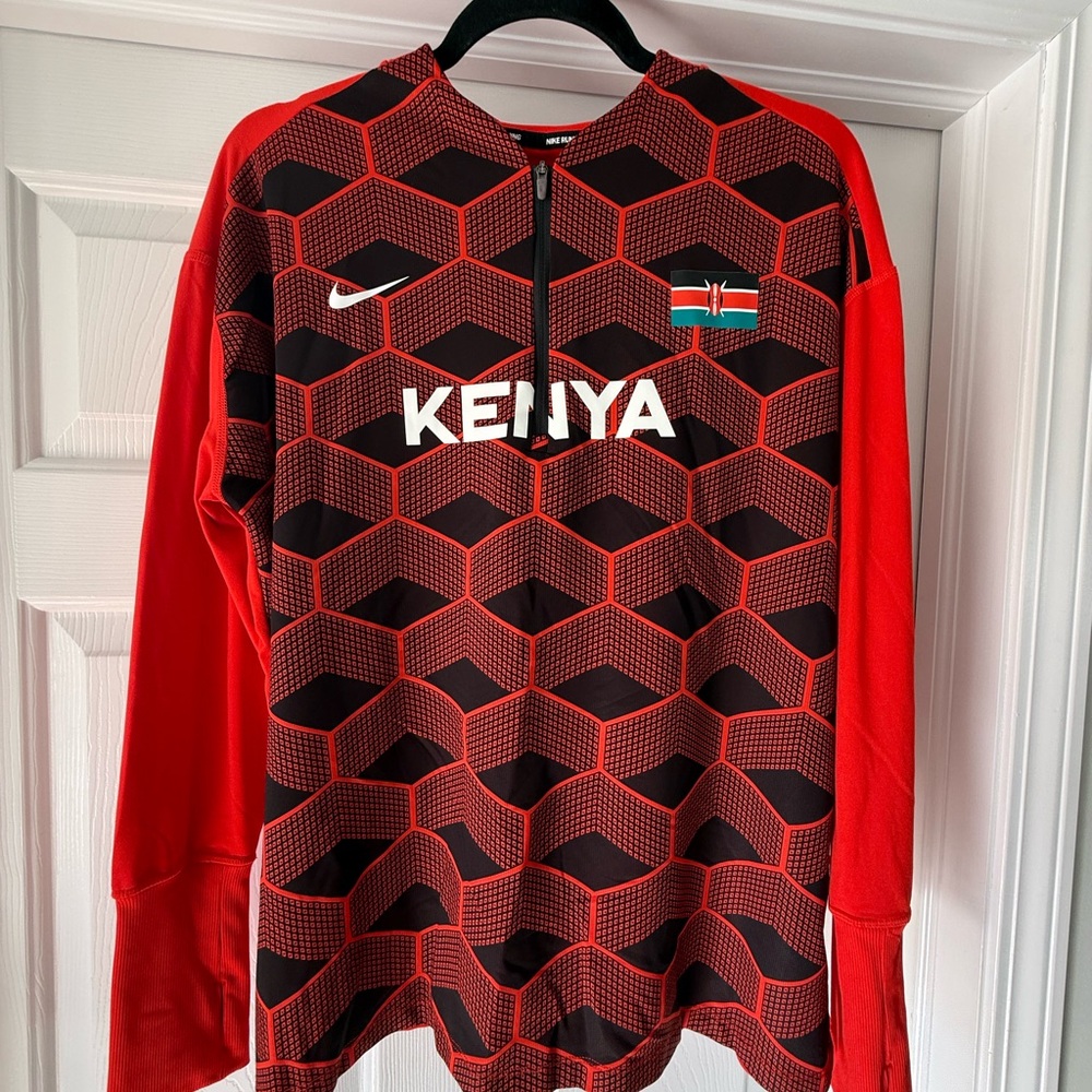 Nike Red and Black Dri-FIT Running Jersey